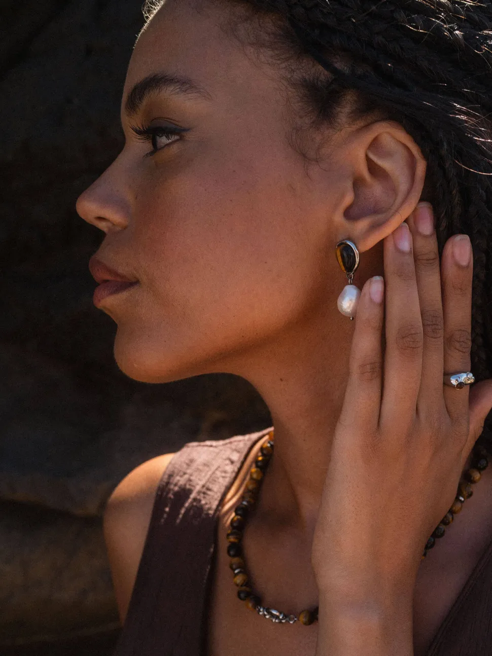 PURELEI Ohrringe<Tiger's Eye Pearl Ohrringe