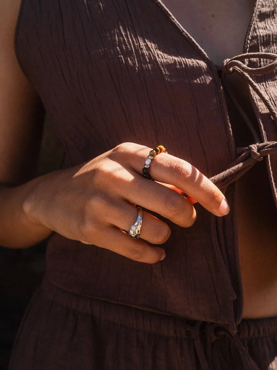 PURELEI Ringe<Tiger‘s Eye Pearl Ring